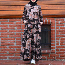 Load image into Gallery viewer, Fashionable Flower Print O-Neck Maxi Dress