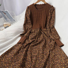 Load image into Gallery viewer, Corduroy Floral Women Dress