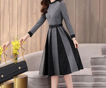 Load image into Gallery viewer, Plaid Spliced Hem Pleated Dress