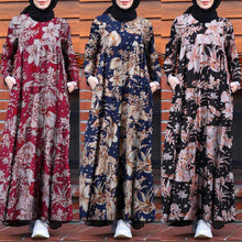 Load image into Gallery viewer, Fashionable Flower Print O-Neck Maxi Dress