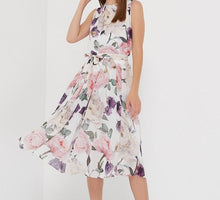 Load image into Gallery viewer, O Neck Sleeveless Floral Print Dress
