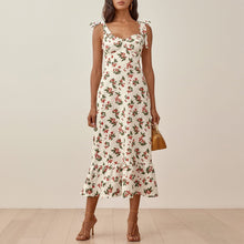 Load image into Gallery viewer, Vintage Strap Tie Ruffle Dress