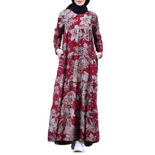 Load image into Gallery viewer, Fashionable Flower Print O-Neck Maxi Dress