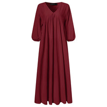 Load image into Gallery viewer, Stylish Puff Sleeve V Neck Maxi Dress
