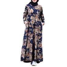 Load image into Gallery viewer, Fashionable Flower Print O-Neck Maxi Dress