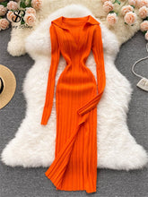 Load image into Gallery viewer, Autumn Bodycon Split Sweater Dress
