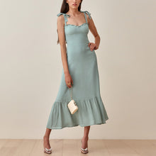 Load image into Gallery viewer, Vintage Strap Tie Ruffle Dress