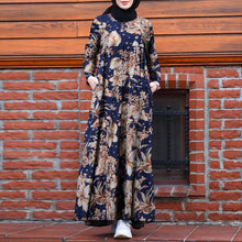 Load image into Gallery viewer, Fashionable Flower Print O-Neck Maxi Dress
