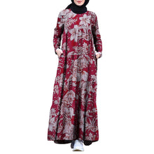 Load image into Gallery viewer, Fashionable Flower Print O-Neck Maxi Dress
