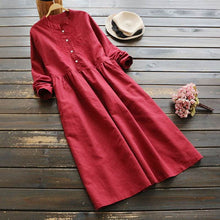 Load image into Gallery viewer, Autumn Embroidery Long Shirt Dress
