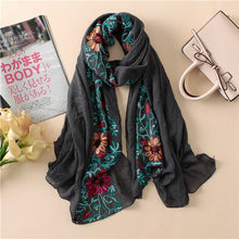 Load image into Gallery viewer, Embroidered Floral Scarf
