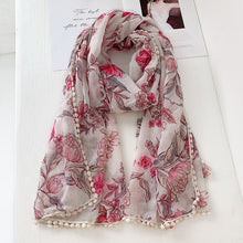 Load image into Gallery viewer, Floral Pom Pom Scarf
