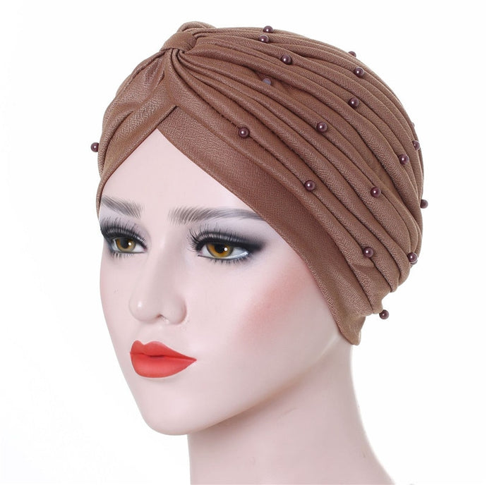 Solid Folds Pearl Turban