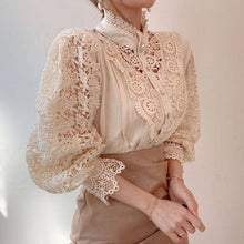 Load image into Gallery viewer, Vintage Solid Lace Blouse Shirt
