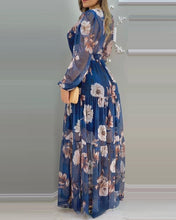 Load image into Gallery viewer, Blue Printed Chiffon Dress

