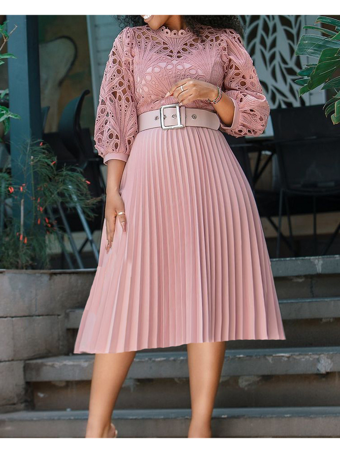 Elegant Lace Cutout Midi Dress